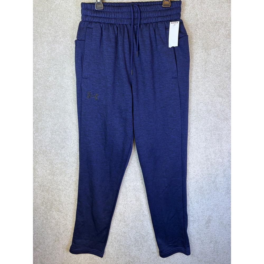 Under Armour Jogger Sweatpants Mens Small Blue Loose Fit‎ Heathered Fleece
